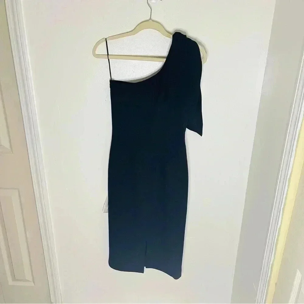 NWT Dress the Population Tiffany One-Shoulder Sheath Dress Black